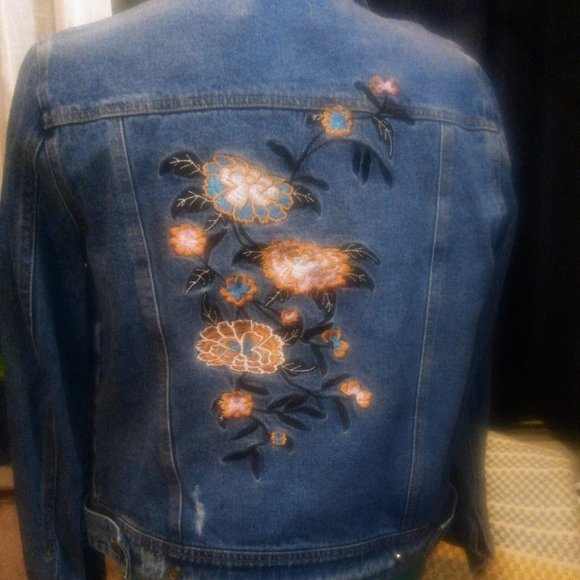 NWT Lunik Embroidered Denim Jacket Sz L - Picture 9 of 13